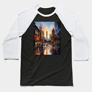 New York Skyline Colored Painting Art US I Love New York NYC Baseball T-Shirt